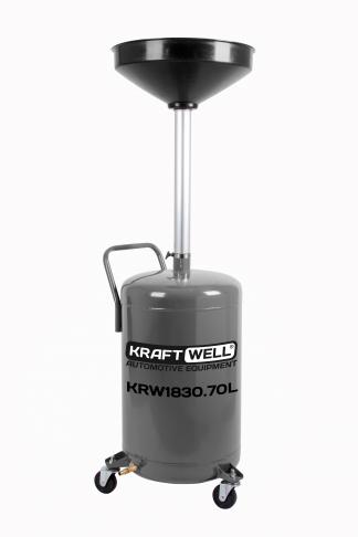 KraftWell KRW1830.70L Установка для слива масла/антифриза с круглой подъемной ванной, мобильная, объ