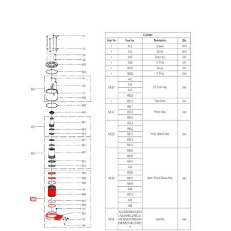 ������� ������� ������������� � ����� (Outer Sleeve assy) S30-2EL, S40-2EL